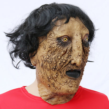Latex Horror Face Halloween Mask with Black - Discount Halloween City