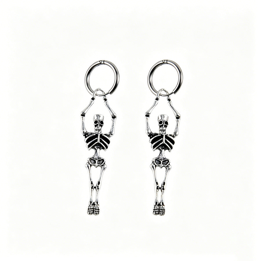 Vintage Human Skeleton Ear Cuffs - Exaggerated Gothic Punk - Discount Halloween City