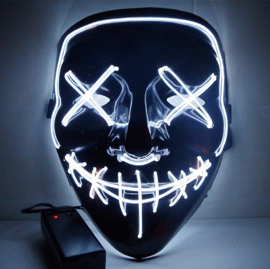Black V Halloween Horror Glowing Mask - Discount Halloween City
