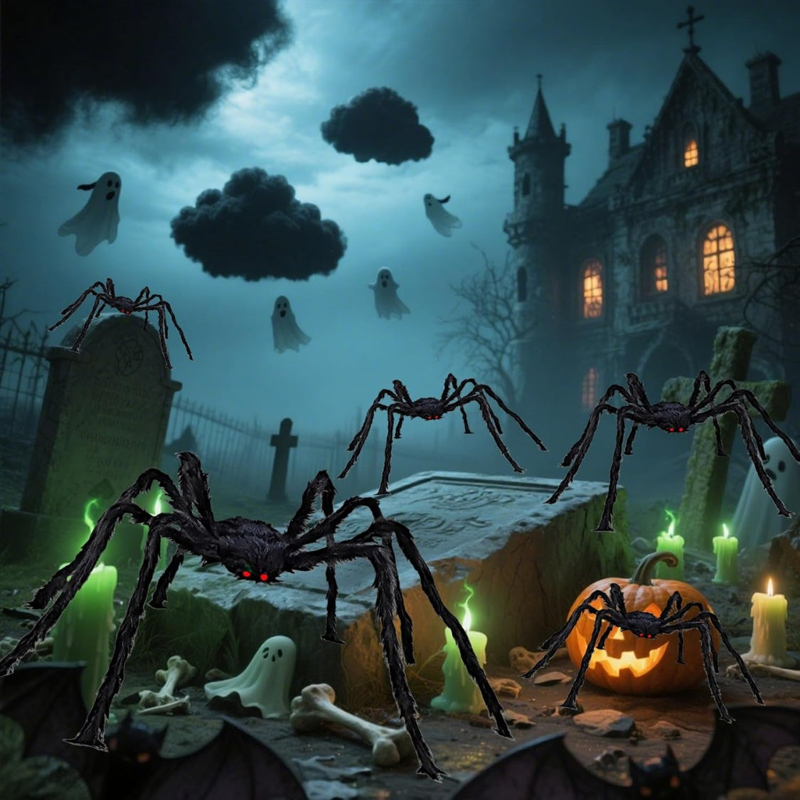 Giant Spider 6.6 FT Halloween Decorations Fake Furry Spiders - product image 3