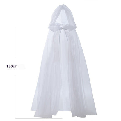 Halloween Ghost Hooded Cloak Death Witch Mesh Cloak Ball - Discount Halloween City