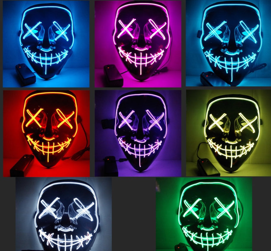 Black V Halloween Horror Glowing Mask - Discount Halloween City