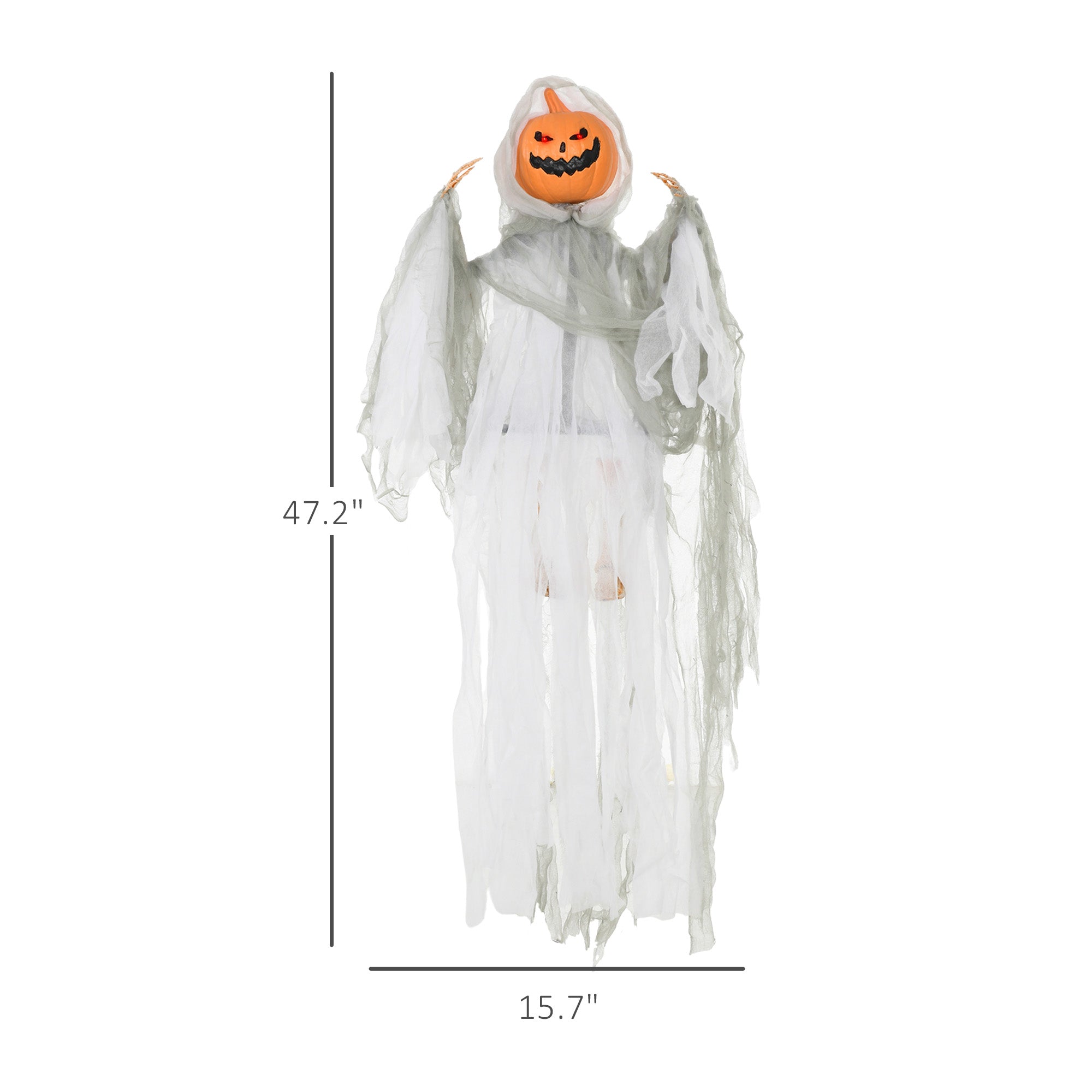 3.9' Outdoor Halloween Hanging Pumpkin Ghost W/ Light Up - Discount Halloween City