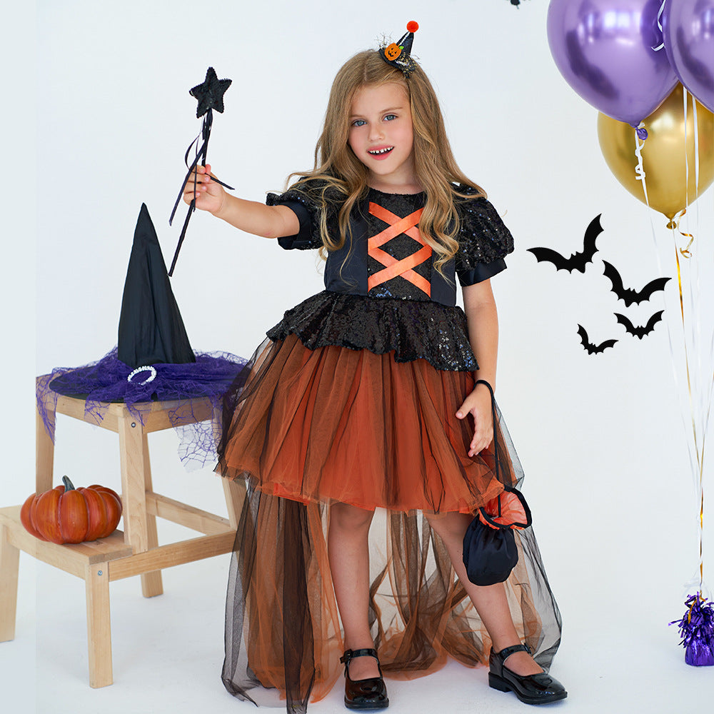 Halloween Girls' Witch Performance Costume Party Dress - Discount Halloween City
