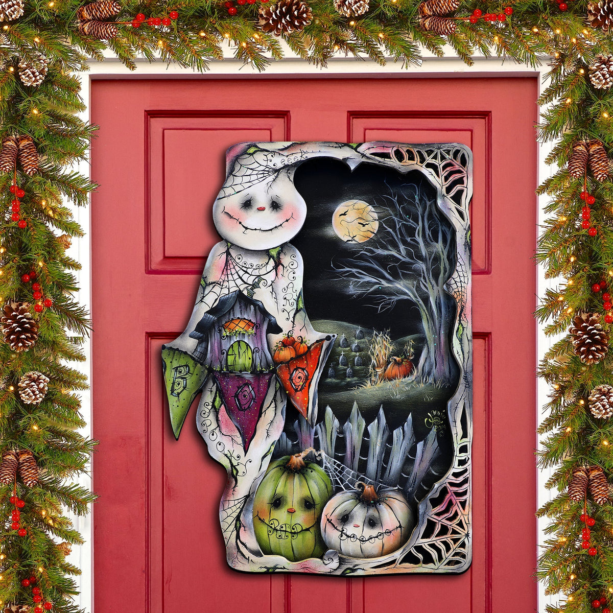Night of the Pumpkins Holiday Door Decor by Jamie Mills-Price - Halloween Decor - 8611078H-MP