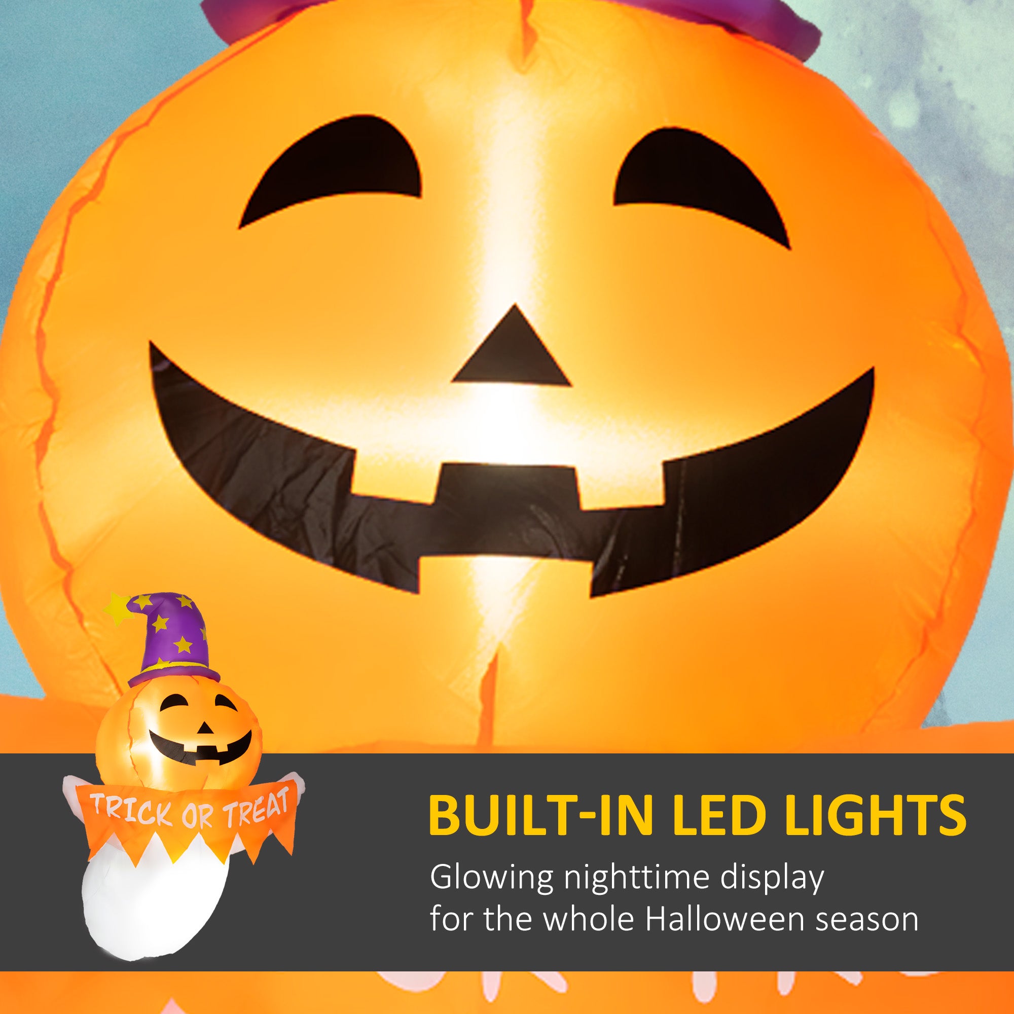 3.4ft Inflatable Halloween Window Sticker Ghost with Orange - View 3