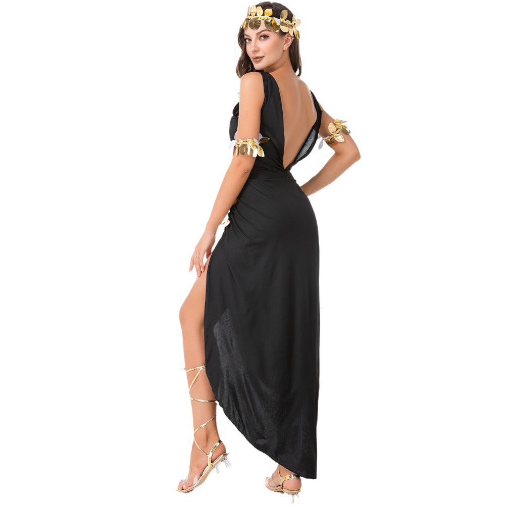 Halloween Cleopatra Costume Black Evening Dress - Black / S - product image 5