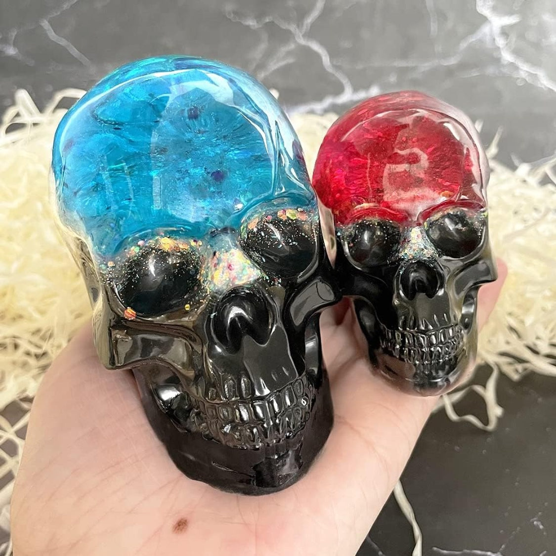 Set of Large Medium Small 3D Skull Resin Molds Flexible - alternate view 4