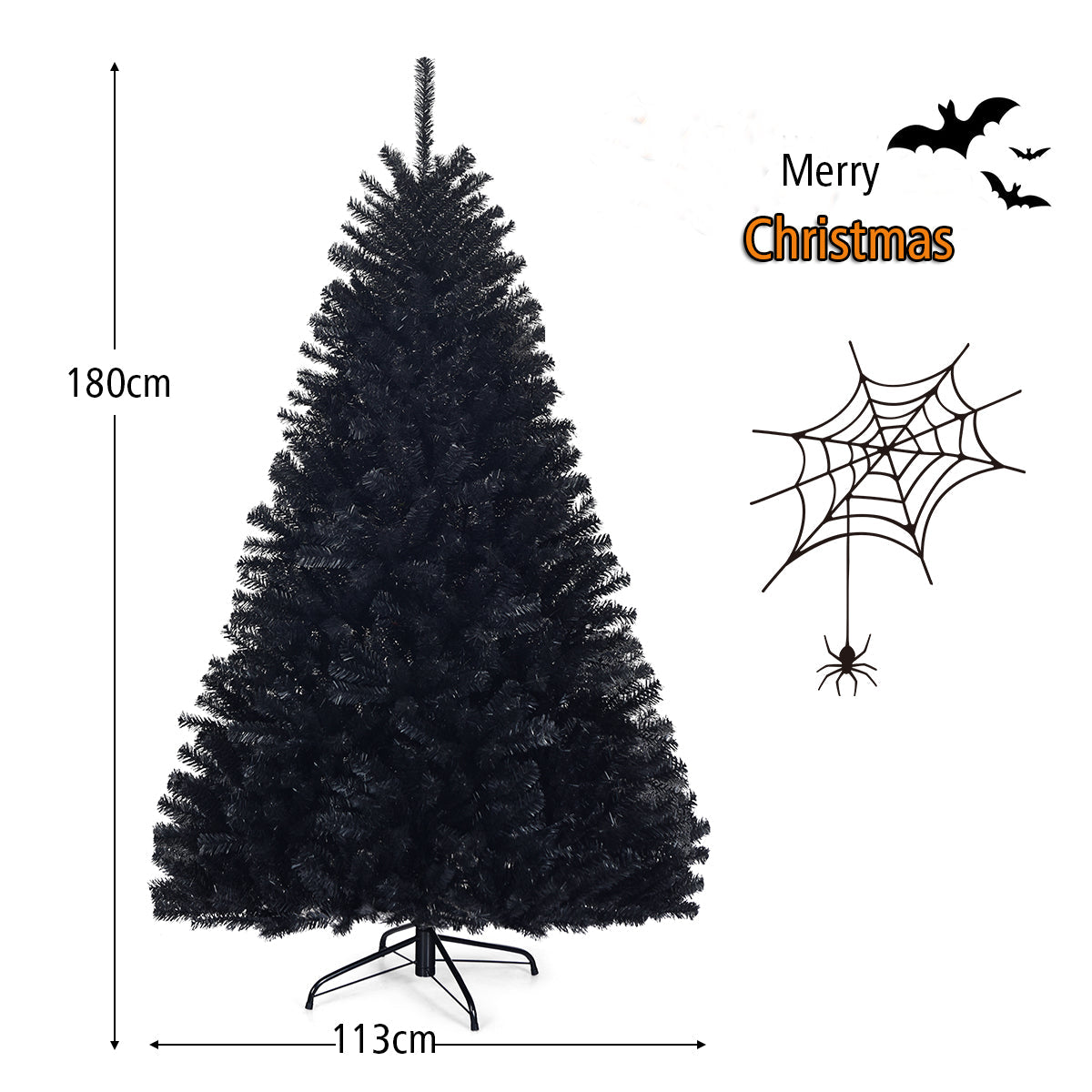 NNECW 1.8 M Artificial Halloween Christmas Tree with Solid Metal Legs for Indoor