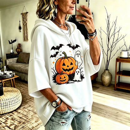 Digital-print Loose-fit Hooded Sweatshirt