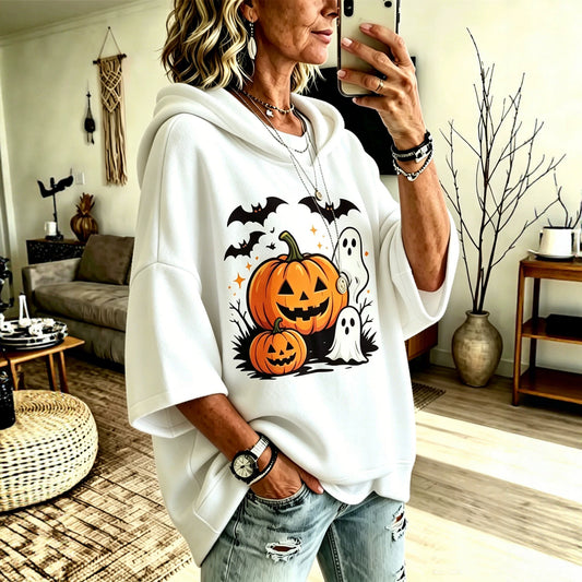 Digital-print Loose-fit Hooded Sweatshirt