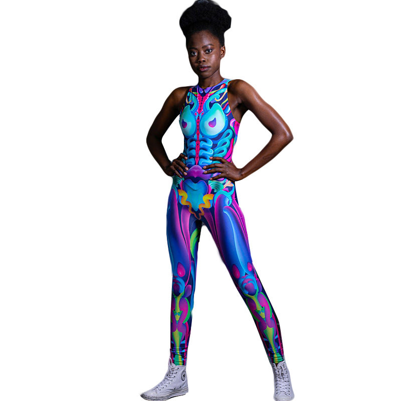 Women's Printed Human Skeleton Jumpsuit - alternate view 2