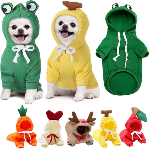 Cute Fruit Dog Clothes for Small Dogs Hoodies Winter Warm - Discount Halloween City