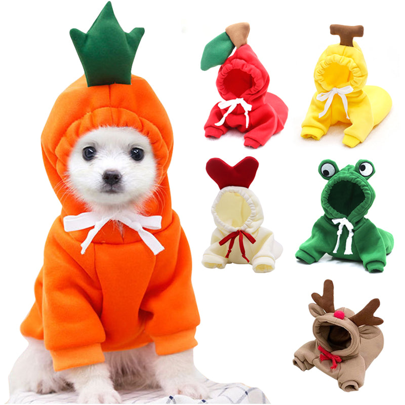 Cute Fruit Dog Clothes for Small Dogs Hoodies Winter Warm - Discount Halloween City