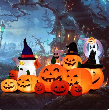 Halloween Inflatable Ghost with Pumpkin Slices Outdoor