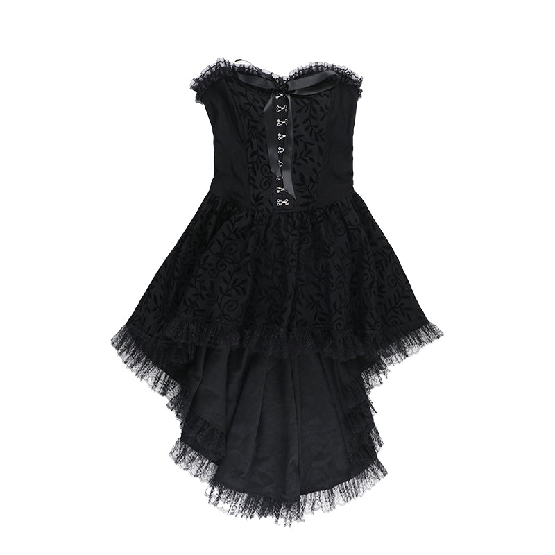 Halloween Dark Goth Flocking Bra Trailing Dress - product image 6