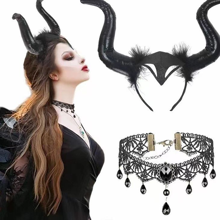 Halloween Accessories Demon Horn Headdress Demon Witch - Discount Halloween City