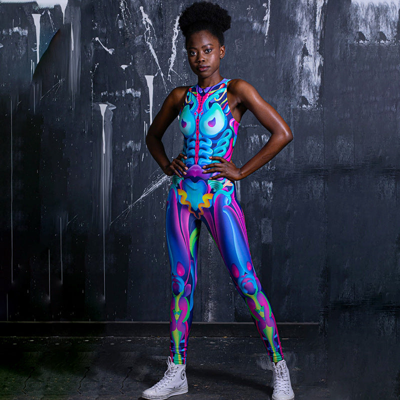 Women's Printed Human Skeleton Jumpsuit - alternate view 3