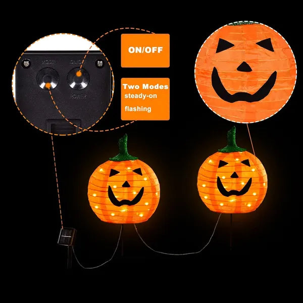 Solar Halloween Pumpkin LED Lights - Discount Halloween City