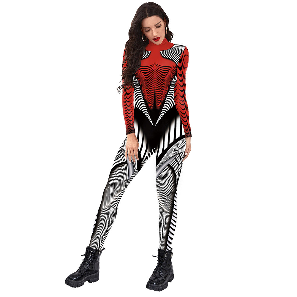 Halloween Funny Skeleton 3d Printed Stage Costume Jumpsuit - Discount Halloween City