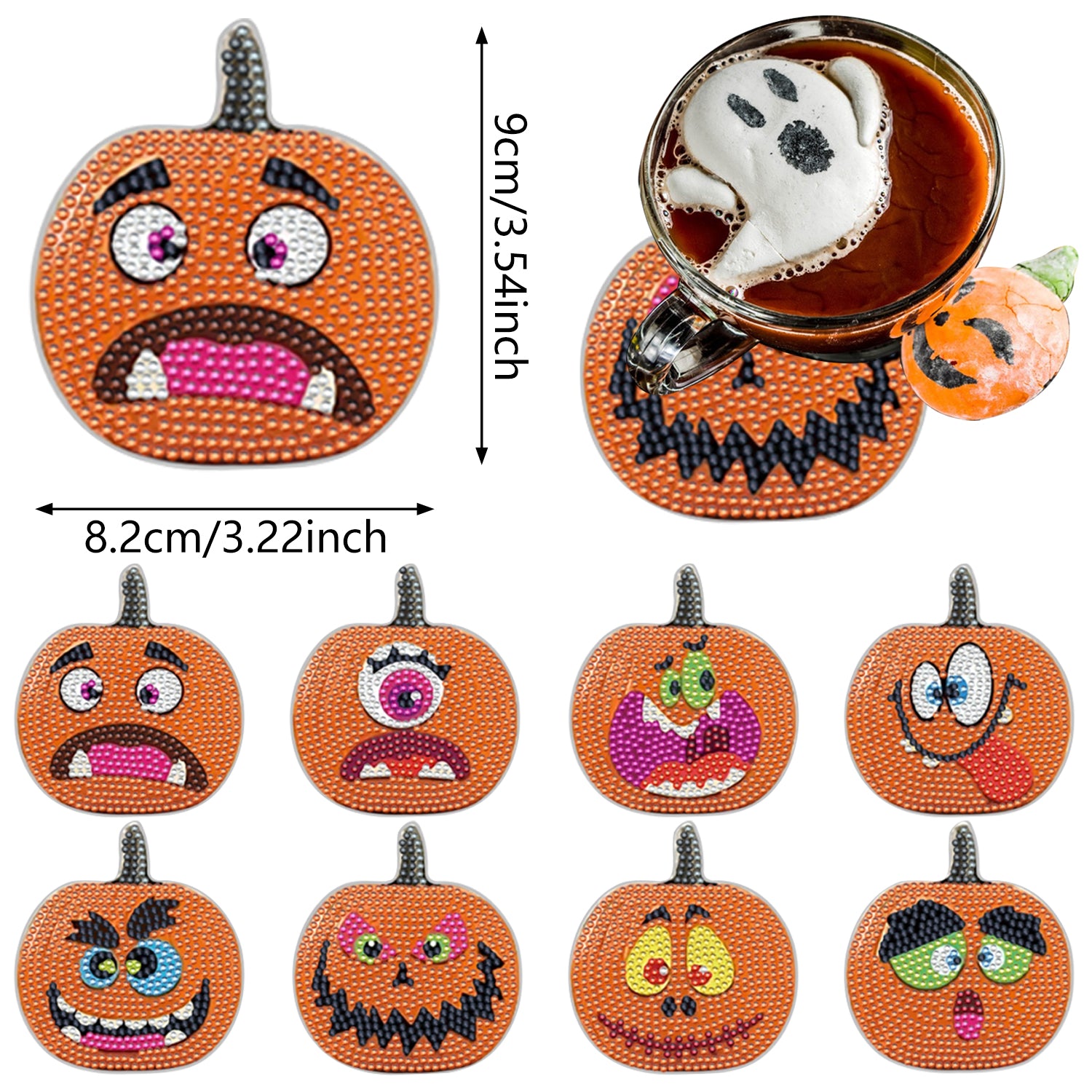 8 Packs Halloween Rhinestones Art Coasters - Discount Halloween City