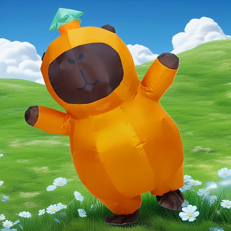 Orange Bear Costume with Green Hat
