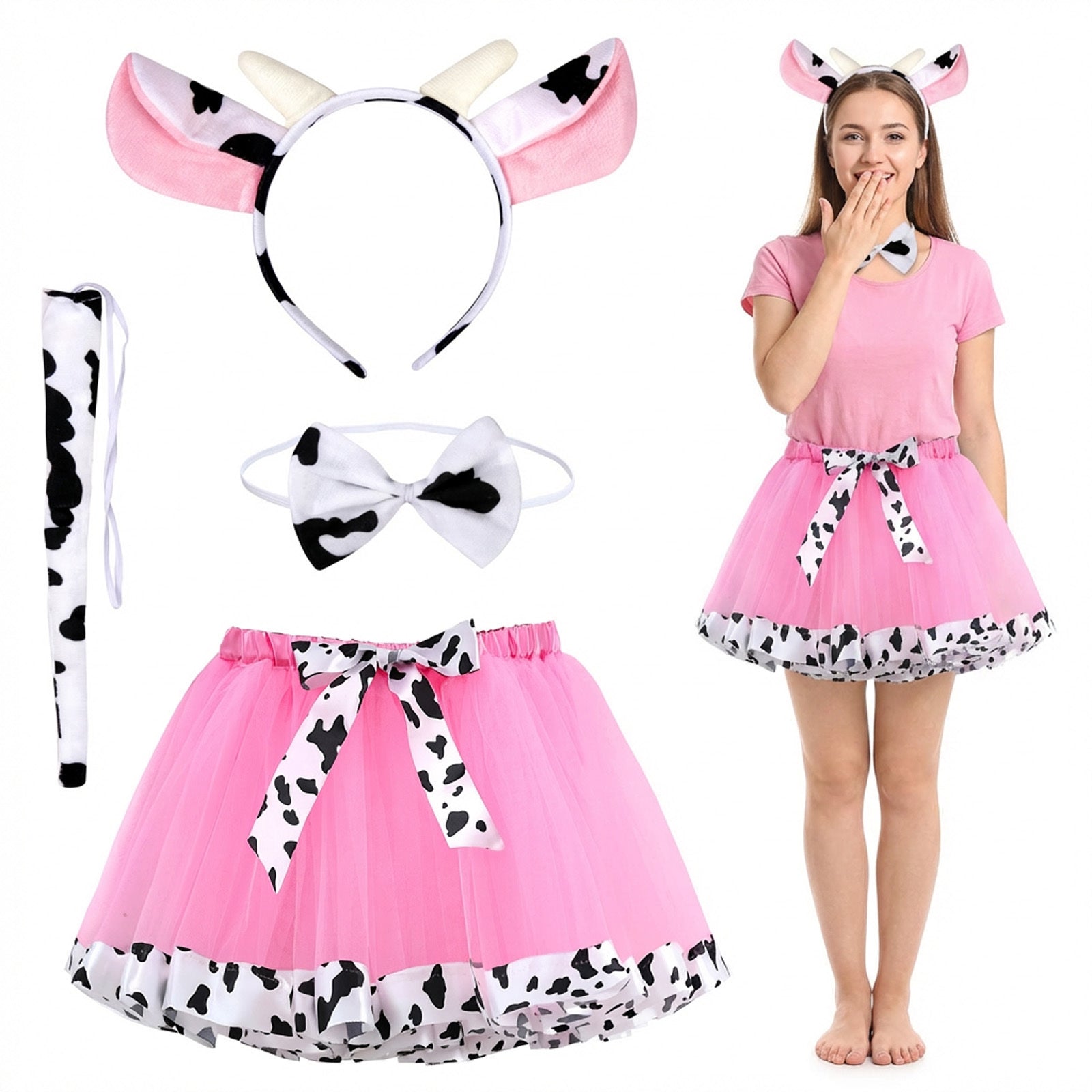 Cow Costume 4-piece Set - Complete Costume Set with - Discount Halloween City