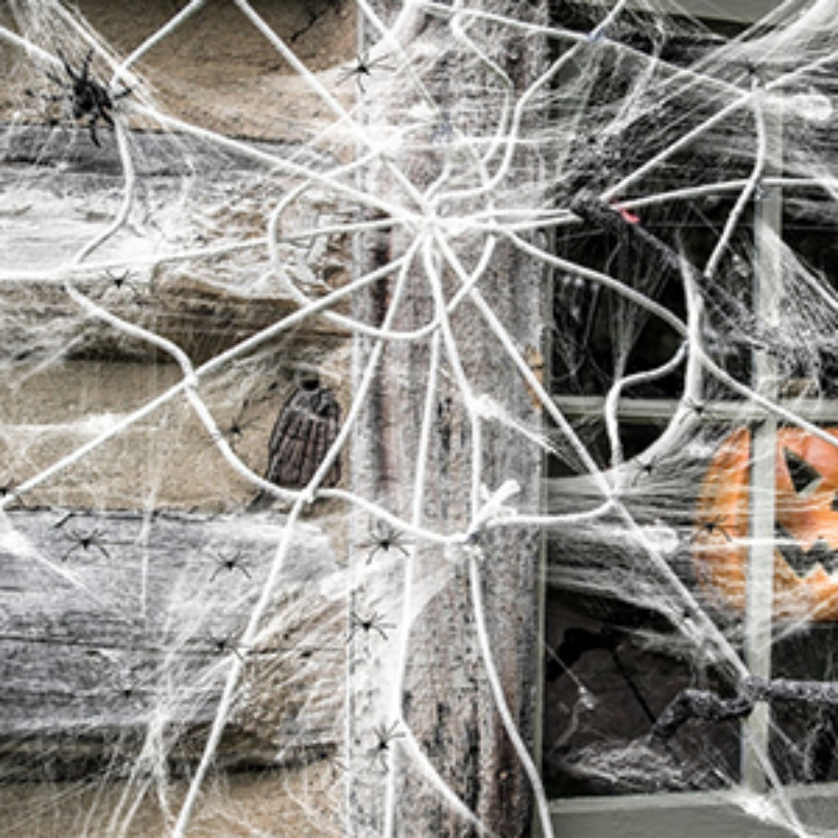 Spider Web Halloween Fireplace Cover with 30 Spiders - product image 5