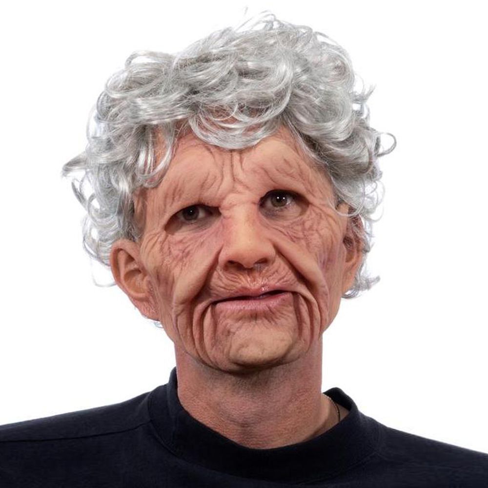 Halloween Granny Mask Latex Headgear Wig Mask - Discount Halloween City