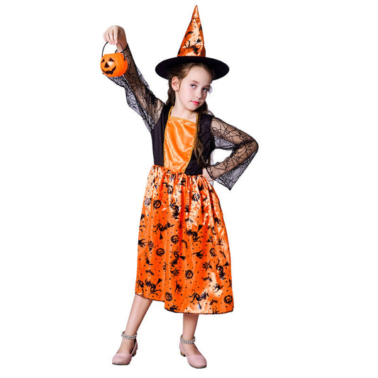Halloween Kids's Little Girl Pumpkin Witch Dress Girl Witch | Womens Costumes | Kids Costumes - Hats