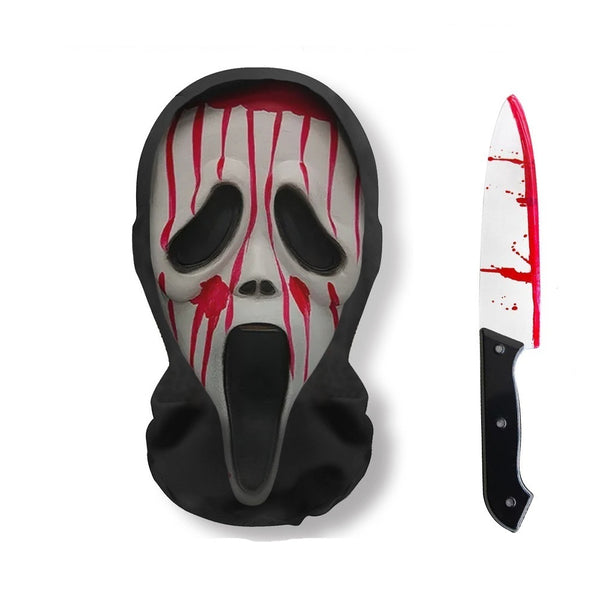 Halloween Long-Face Hooded Horror Horror Spoof Mask - Discount Halloween City