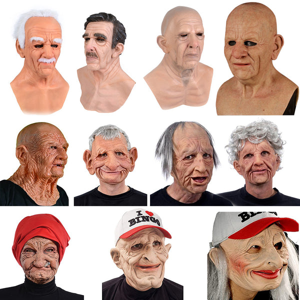 Halloween Granny Mask Latex Headgear Wig Mask - Discount Halloween City