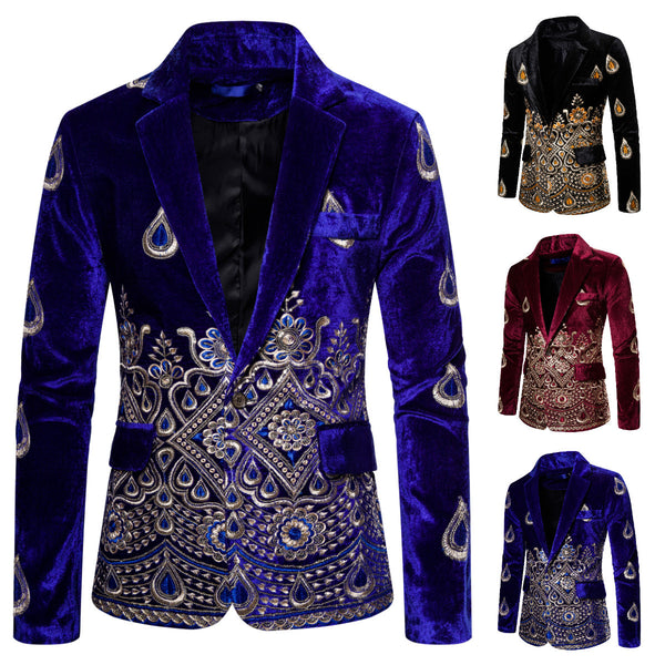 Halloween Ethnic Print Single-breasted Leisure Suits for Men - Discount Halloween City