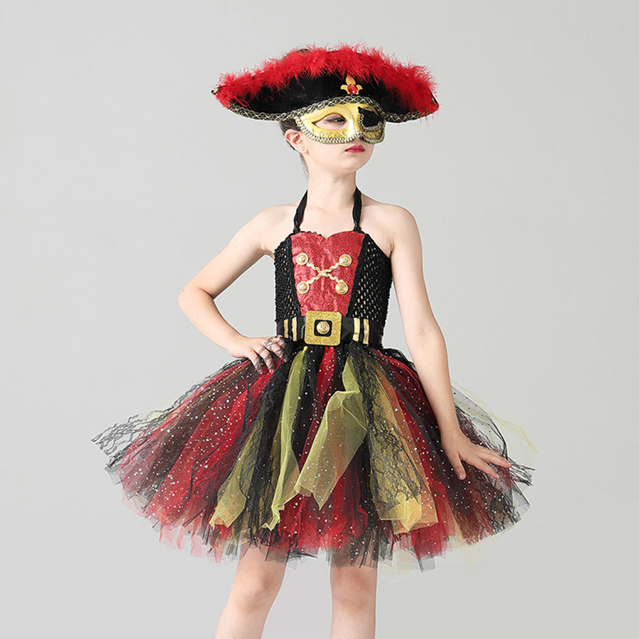 Halloween Pirates of the Caribbean Costume Sequin Gauze