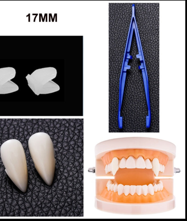 Halloween Dentures Vampire Fangs Zombie Teeth White Tiger Braces Cosplay Masquerade Party - Discount Halloween City