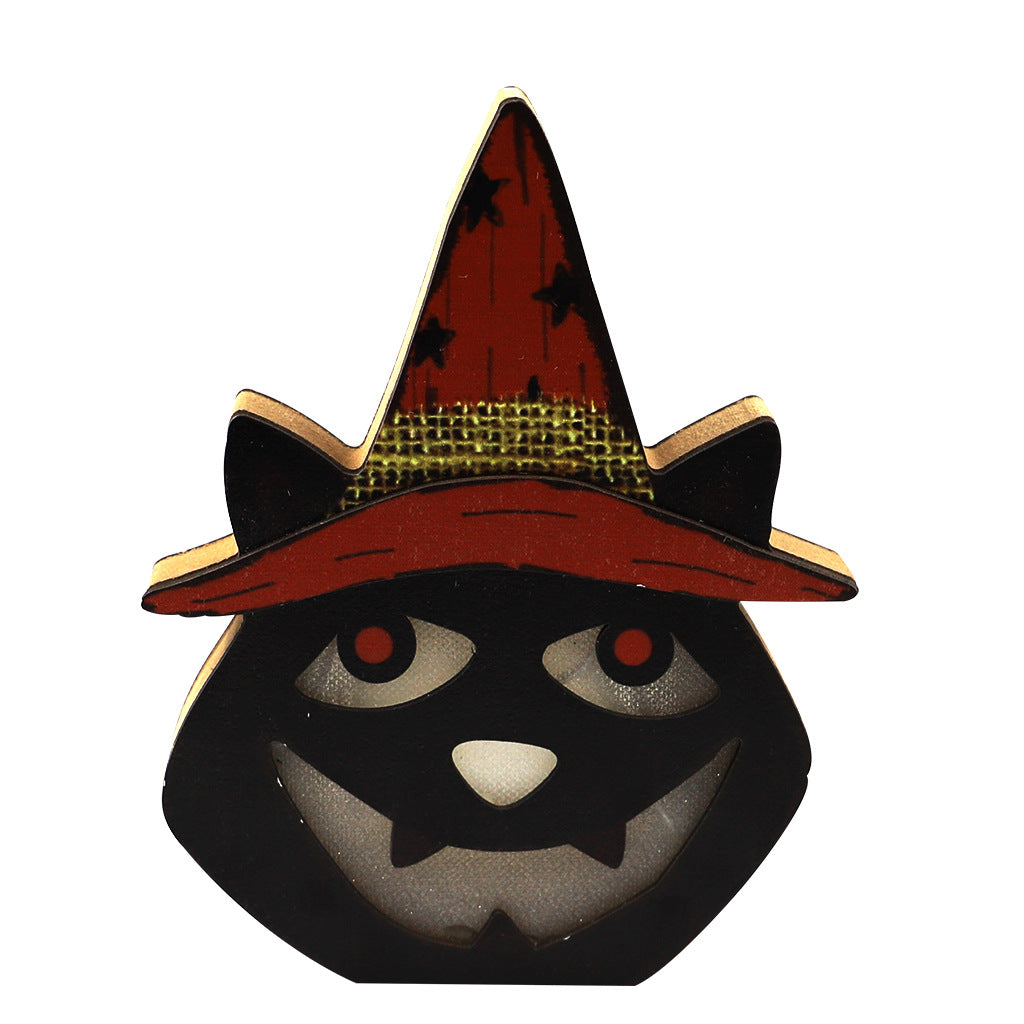 Halloween Wooden Pumpkin Lamp Decorations - Discount Halloween City