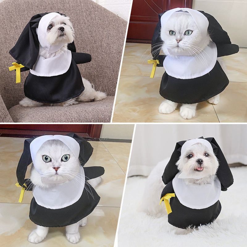 Pet Halloween Pet Costume Cat Dog Clothes Nun Dress-up - Discount Halloween City