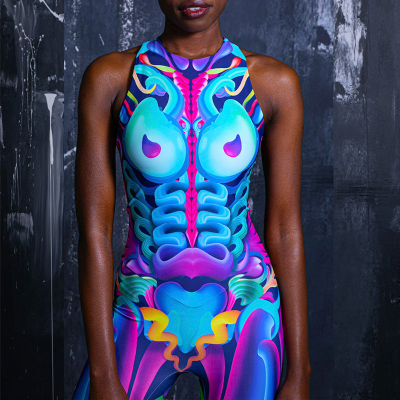 Women's Printed Human Skeleton Jumpsuit - alternate view 4