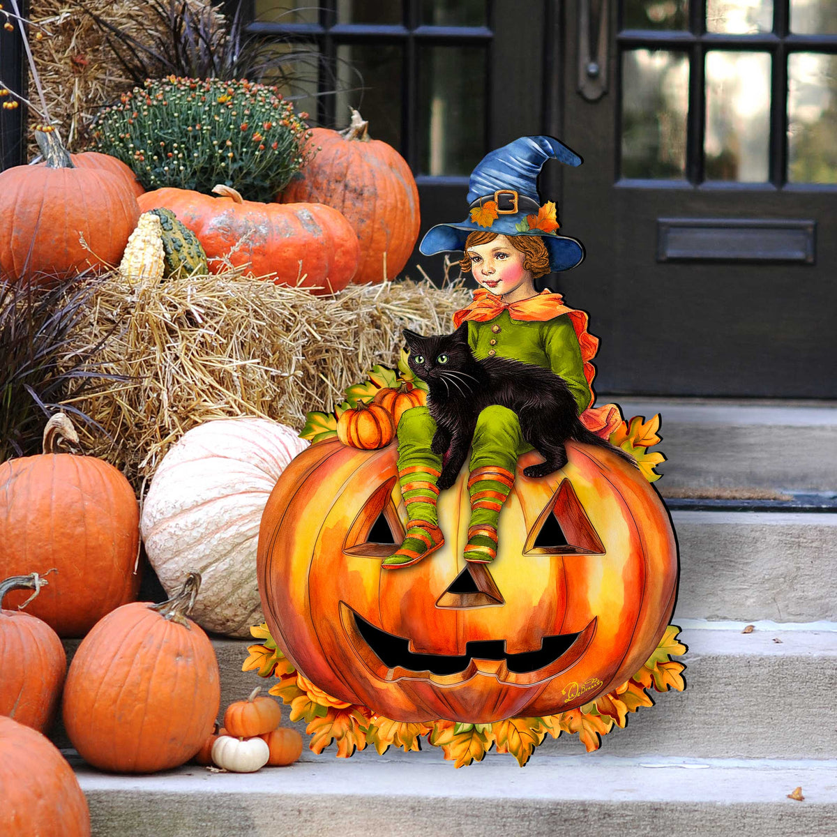 Boy on Pumpkin Holiday Door Decor by G. DeBrekht - Halloween Decor - 8652795H