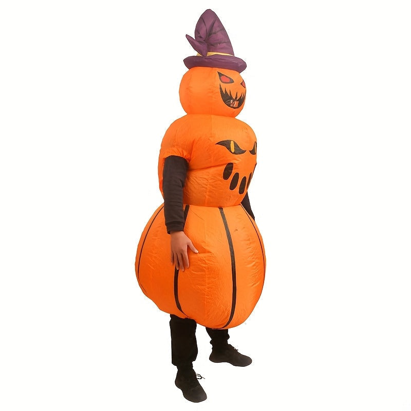 Inflatable Pumpkin Halloween Costume with Hat & Expressive Face