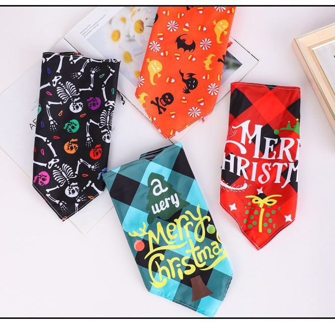 Halloween Dogs and Cats Pet Print Scarf - Discount Halloween City