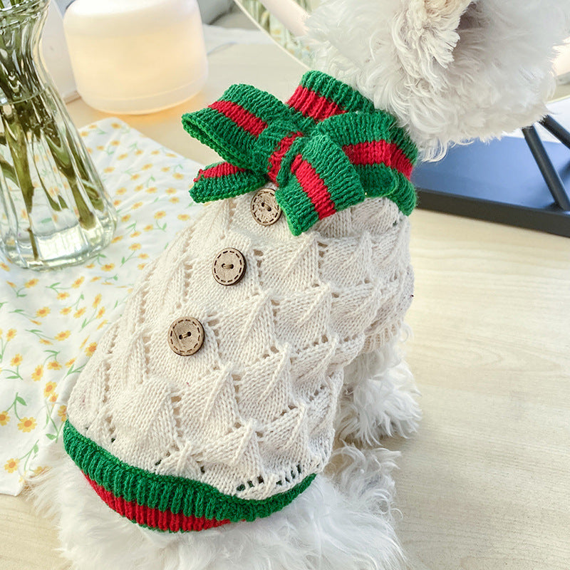 Halloween Bowknot Dog Clothes Cat Costume Hollow Knit Dog - Discount Halloween City