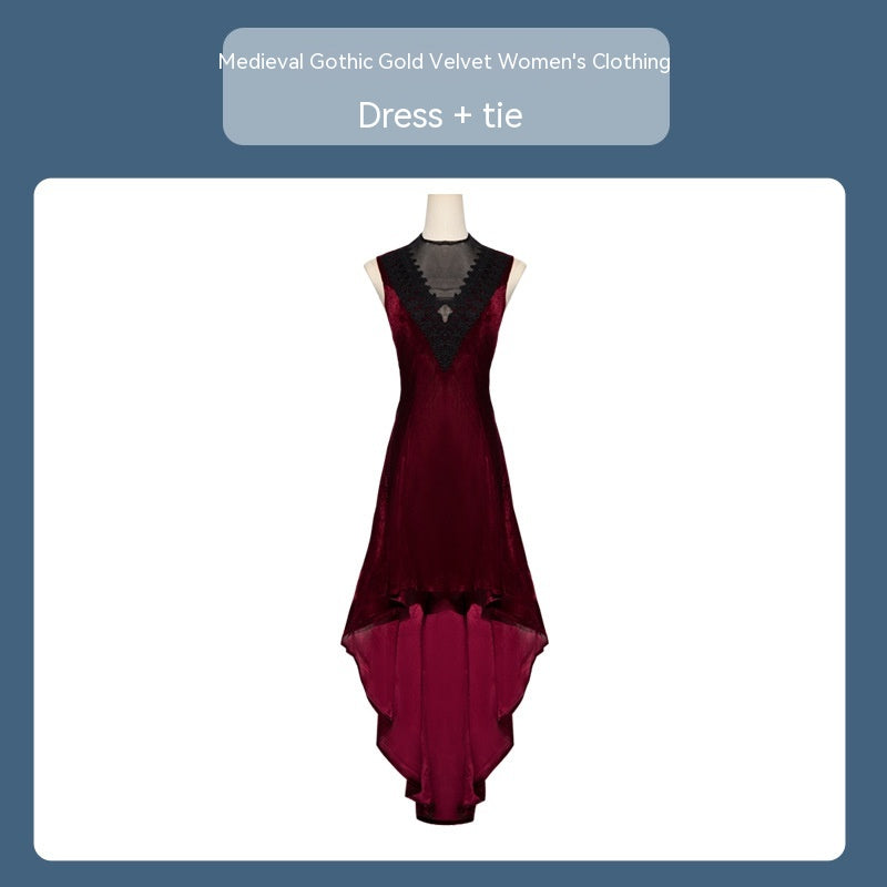 Medieval Retro Pleuche Dress Halloween Cos Performance - Costumes