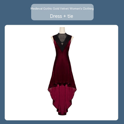 Medieval Retro Pleuche Dress Halloween Cos Performance - Costumes