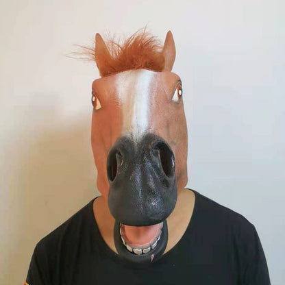 Halloween Cosplay Brown Animal Horse Head Mask Headgear - Discount Halloween City