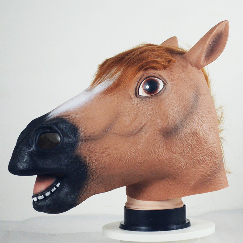 Halloween Cosplay Brown Animal Horse Head Mask Headgear - Discount Halloween City