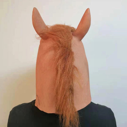Halloween Cosplay Brown Animal Horse Head Mask Headgear - Discount Halloween City