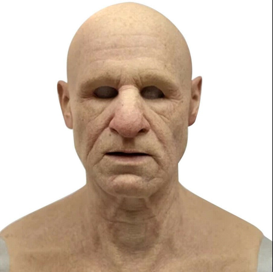 Old White Mask Bald Old Latex Headgear Halloween Cosplay - Discount Halloween City
