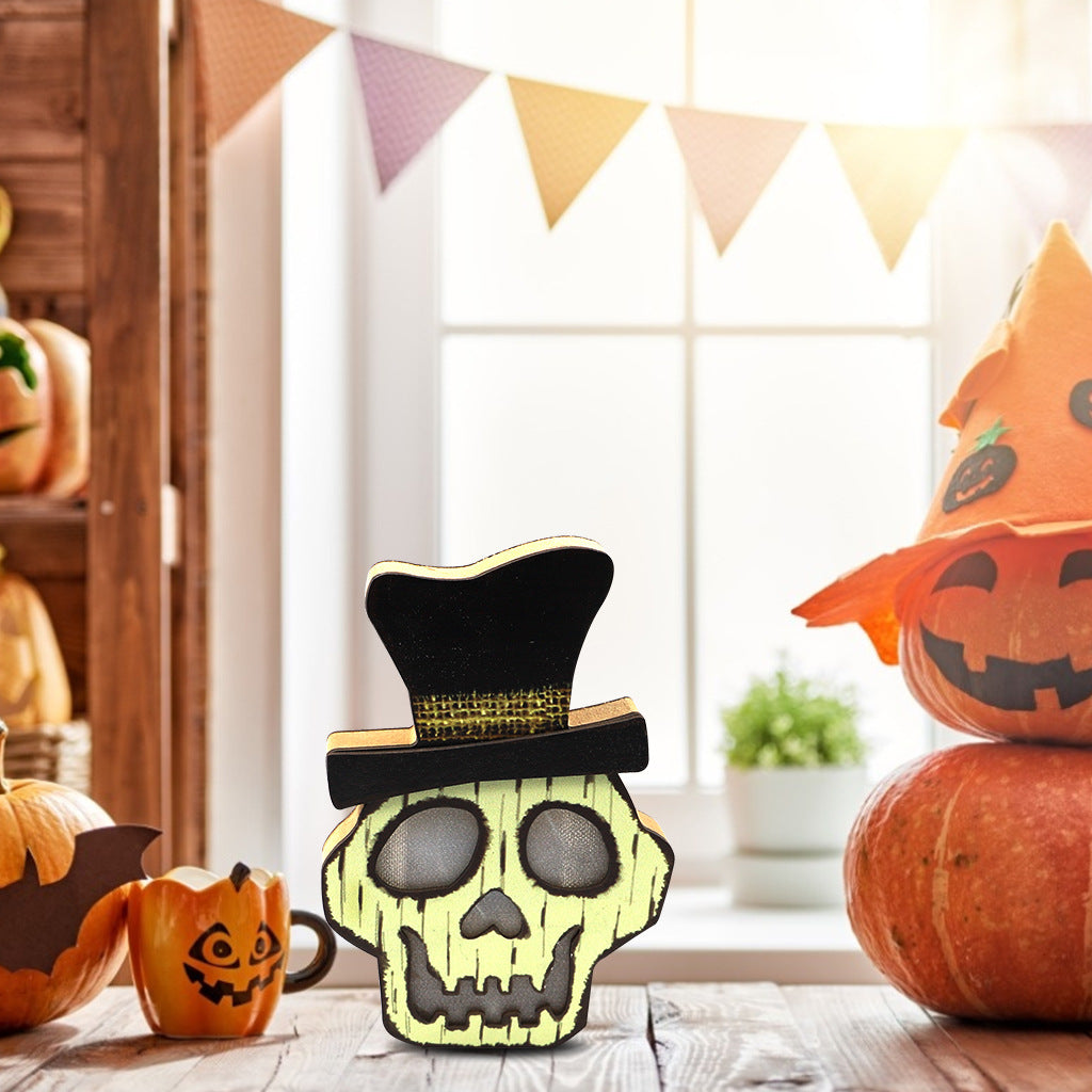 Halloween Wooden Pumpkin Lamp Decorations - Discount Halloween City