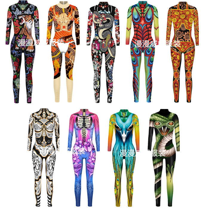 Halloween 3D Animal-print Bodycon Jumpsuits for Adults - Discount Halloween City